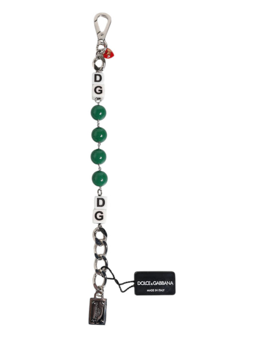 Dolce & Gabbana Silver Tone Brass Bead Dice Logo Embellish Charm Bracelet Curated Luxury Accessories by Orvyn