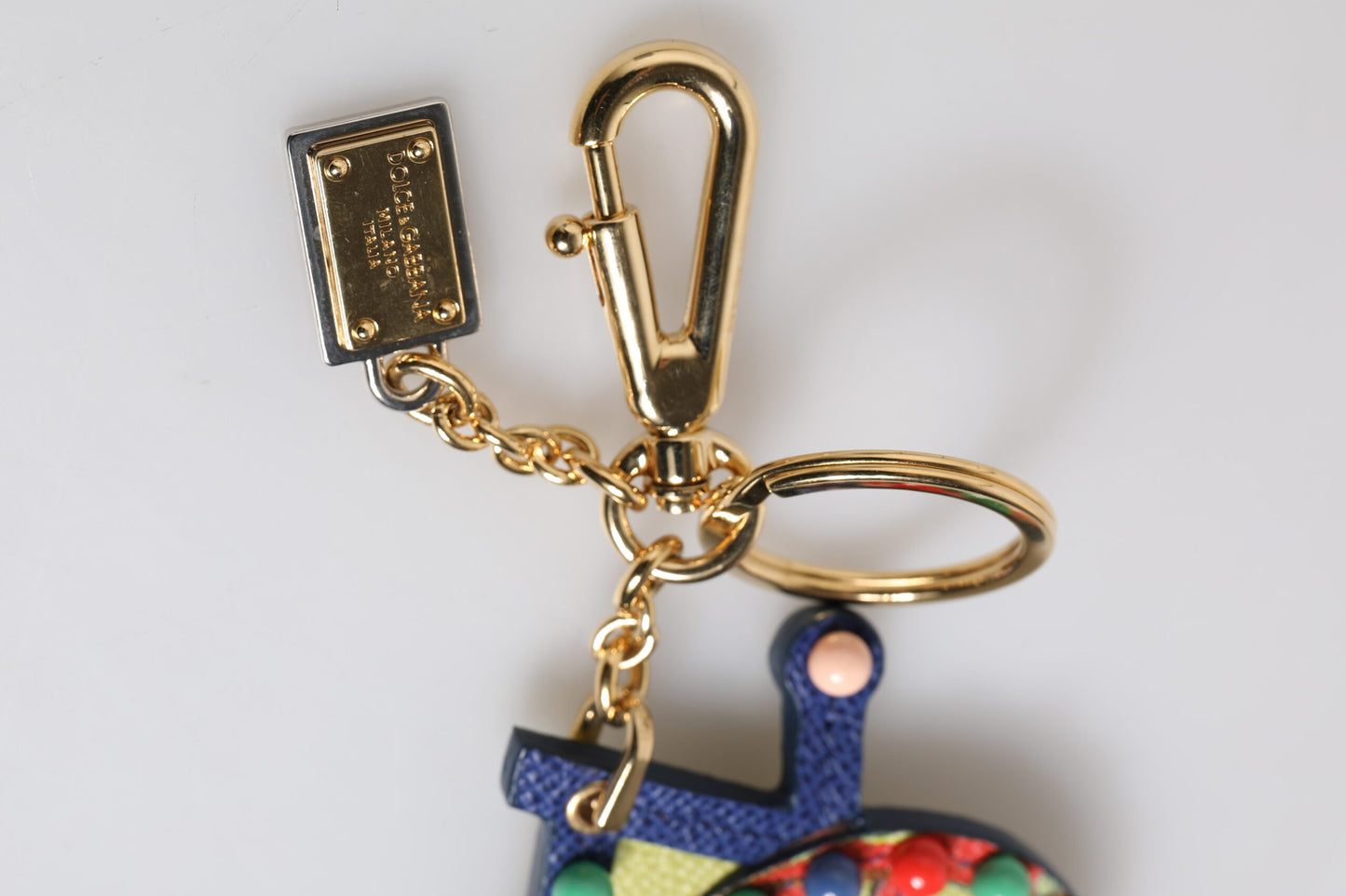 Dolce & Gabbana Multicolor Gold Tone Carretto Keychain Keyring Curated Luxury Accessories by Orvyn