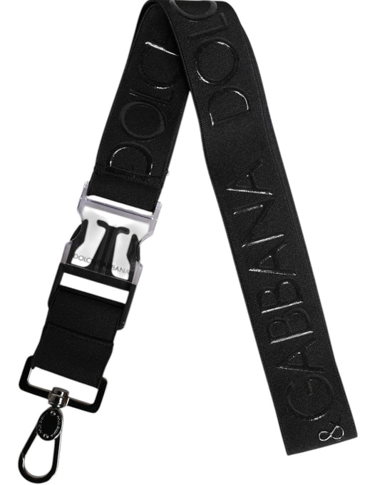 Dolce & Gabbana Black Stretch Polyester Rubberised DG Logo Keychain schwarz