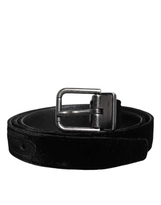 Dolce & Gabbana Black Leather Metal Buckle Classic Belt schwarz