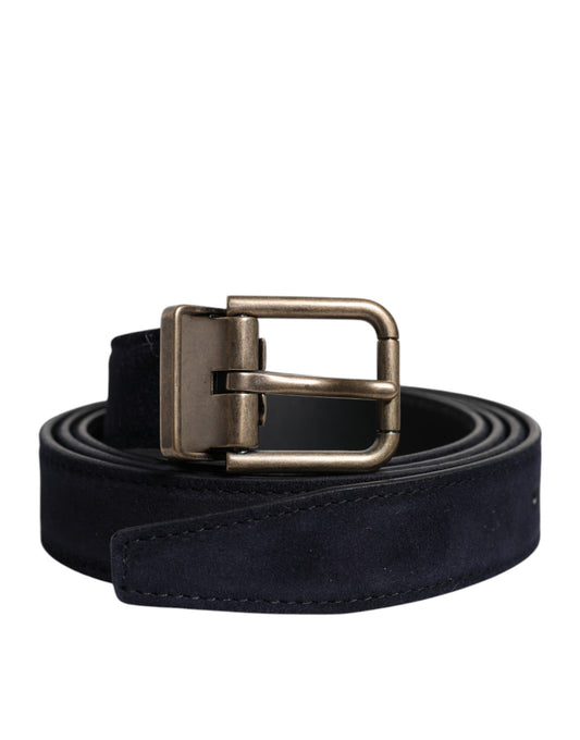 Dolce & Gabbana Black Goat Leather Metal Buckle Classic Belt schwarz