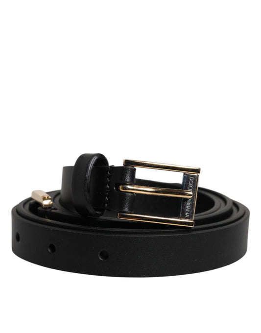 Dolce & Gabbana Black Classic Metal Logo Buckle Belt schwarz