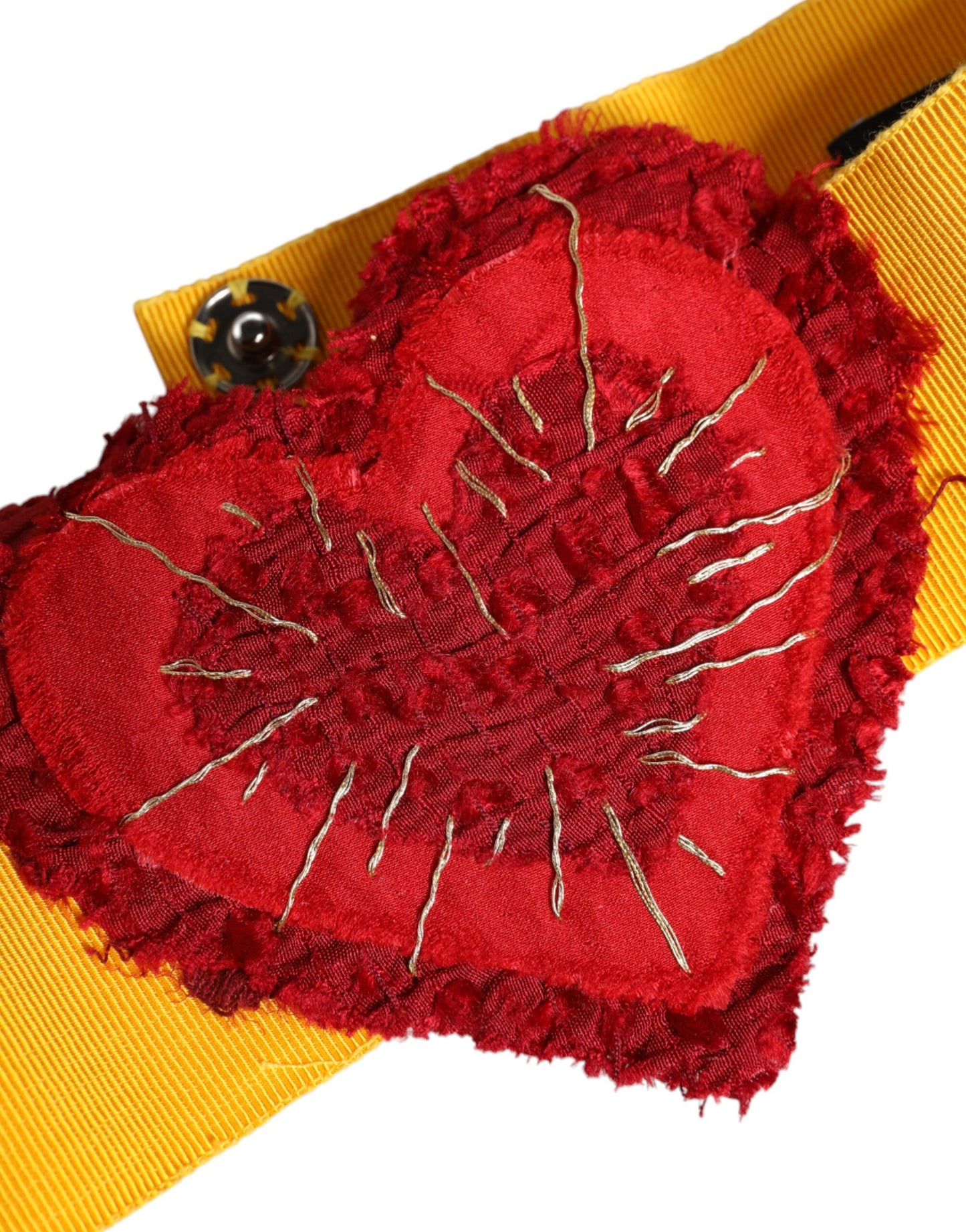 Dolce & Gabbana Yellow Stretch Wide Waist Heart Embellished Belt Curated Luxury Accessories by Orvyn