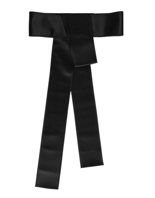 Dolce & Gabbana Black Satin Wide Waist Belt schwarz