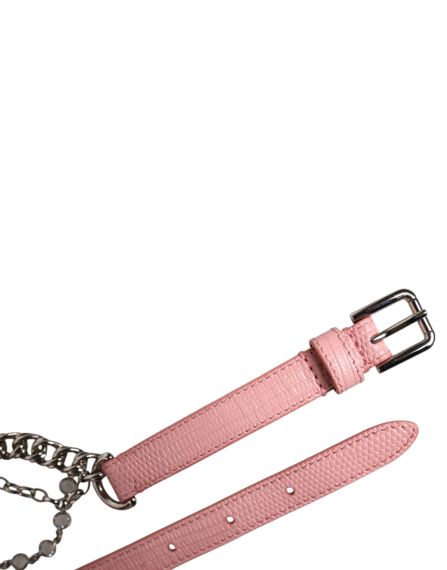 Dolce & Gabbana Pink Embelished Roses Textured Leather Belt Curated Luxury Accessories by Orvyn
