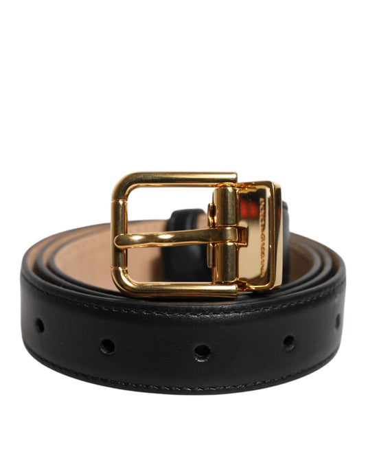 Dolce & Gabbana Black Leather Logo Metal Waist Buckle Belt Curated Luxury Accessories by Orvyn