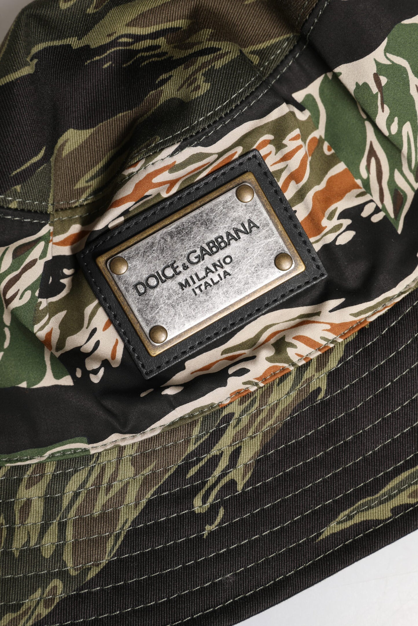 Dolce & Gabbana Multicolor DG Plaque Wide Brim Bucket Hat Curated Luxury Accessories by Orvyn