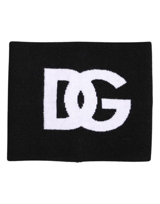 Dolce & Gabbana Black White Logo Print Knitted Neck Warmer Scarf Curated Luxury Accessories by Orvyn