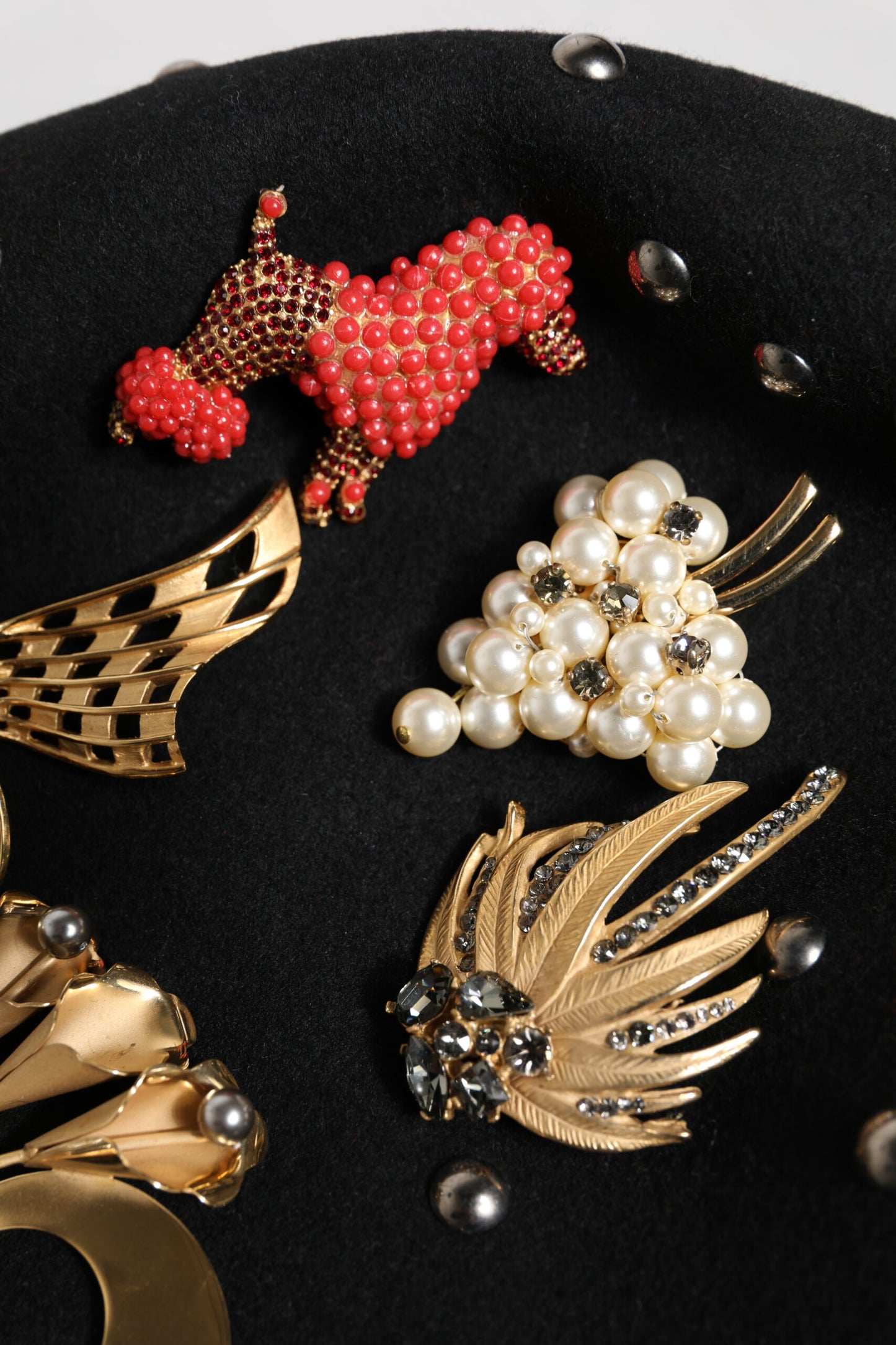 Dolce & Gabbana Black Wool Multicolor Embellished Cloche Hat Curated Luxury Accessories by Orvyn