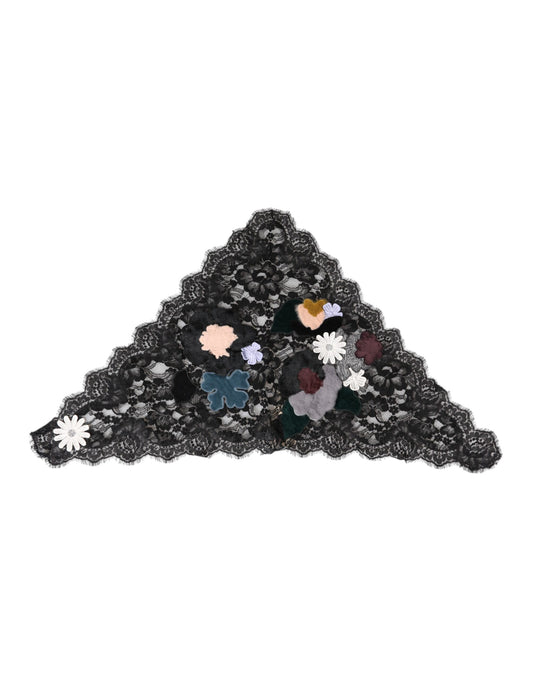 Dolce & Gabbana Black Lace Floral Applique Cotton Veil Hat Curated Luxury Accessories by Orvyn