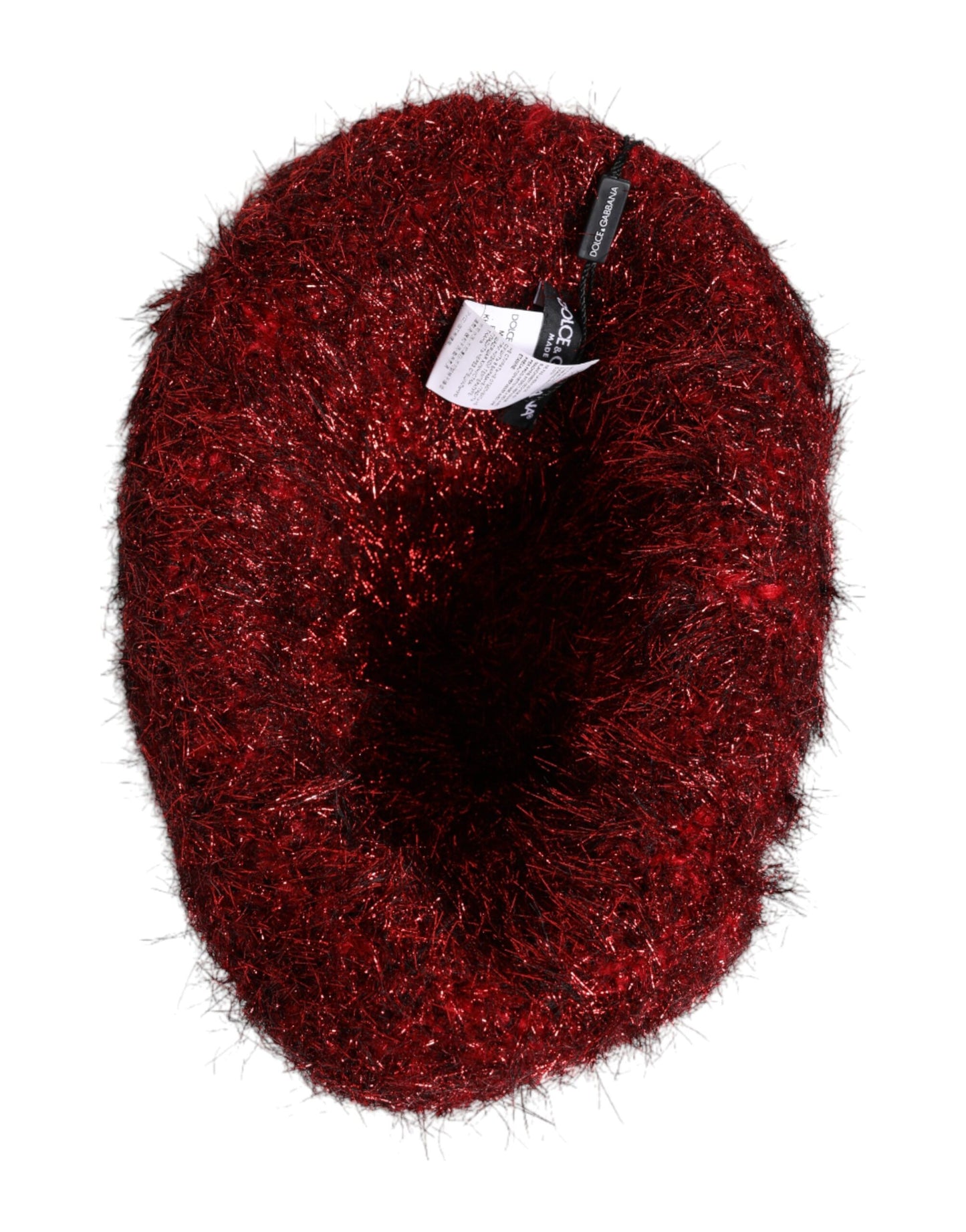 Dolce & Gabbana Red Viscose Tinsel Wide Brim Bucket Hat Curated Luxury Accessories by Orvyn