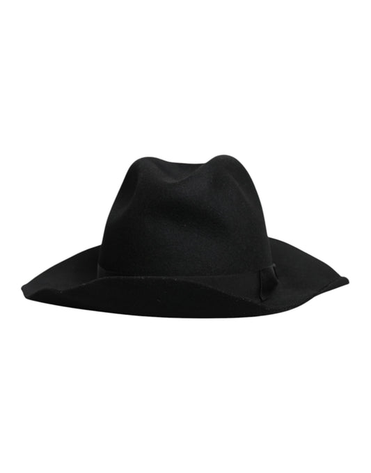 Dolce & Gabbana Black Wide Brim Trilby Fedora Hat Curated Luxury Accessories by Orvyn