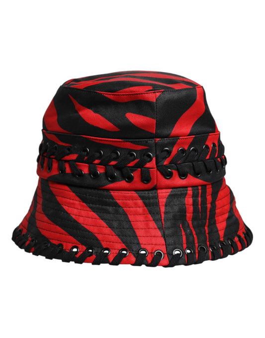 Dolce & Gabbana Black Red Stripe Polyester Wide Brim Bucket Hat Curated Luxury Accessories by Orvyn