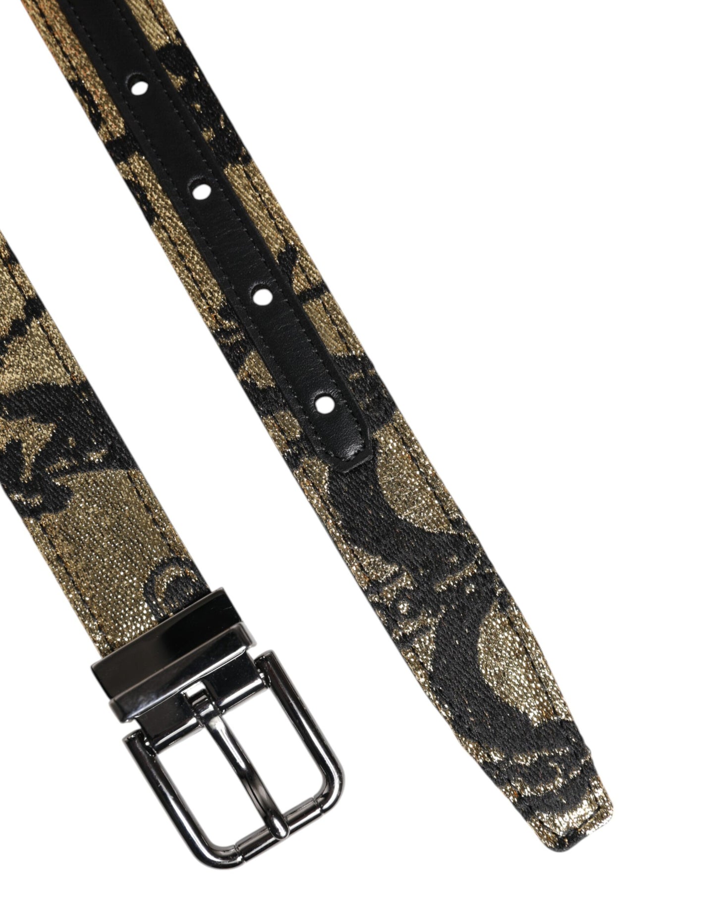 Dolce & Gabbana Multicolor Jacquard Leather Metal Buckle Belt Curated Luxury Accessories by Orvyn