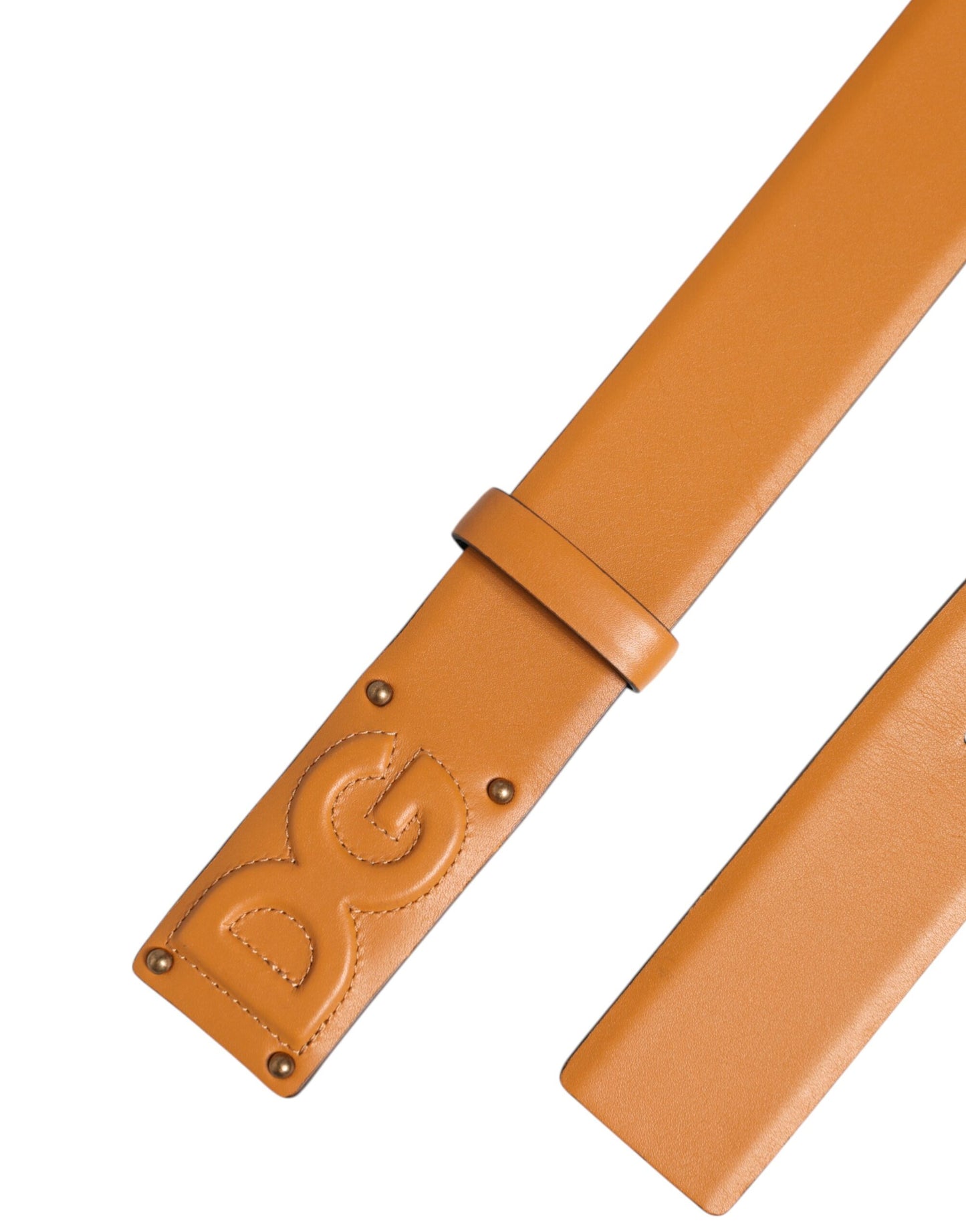 Dolce & Gabbana Brown Leather Buckle DG Logo Embossed Belt Curated Luxury Accessories by Orvyn