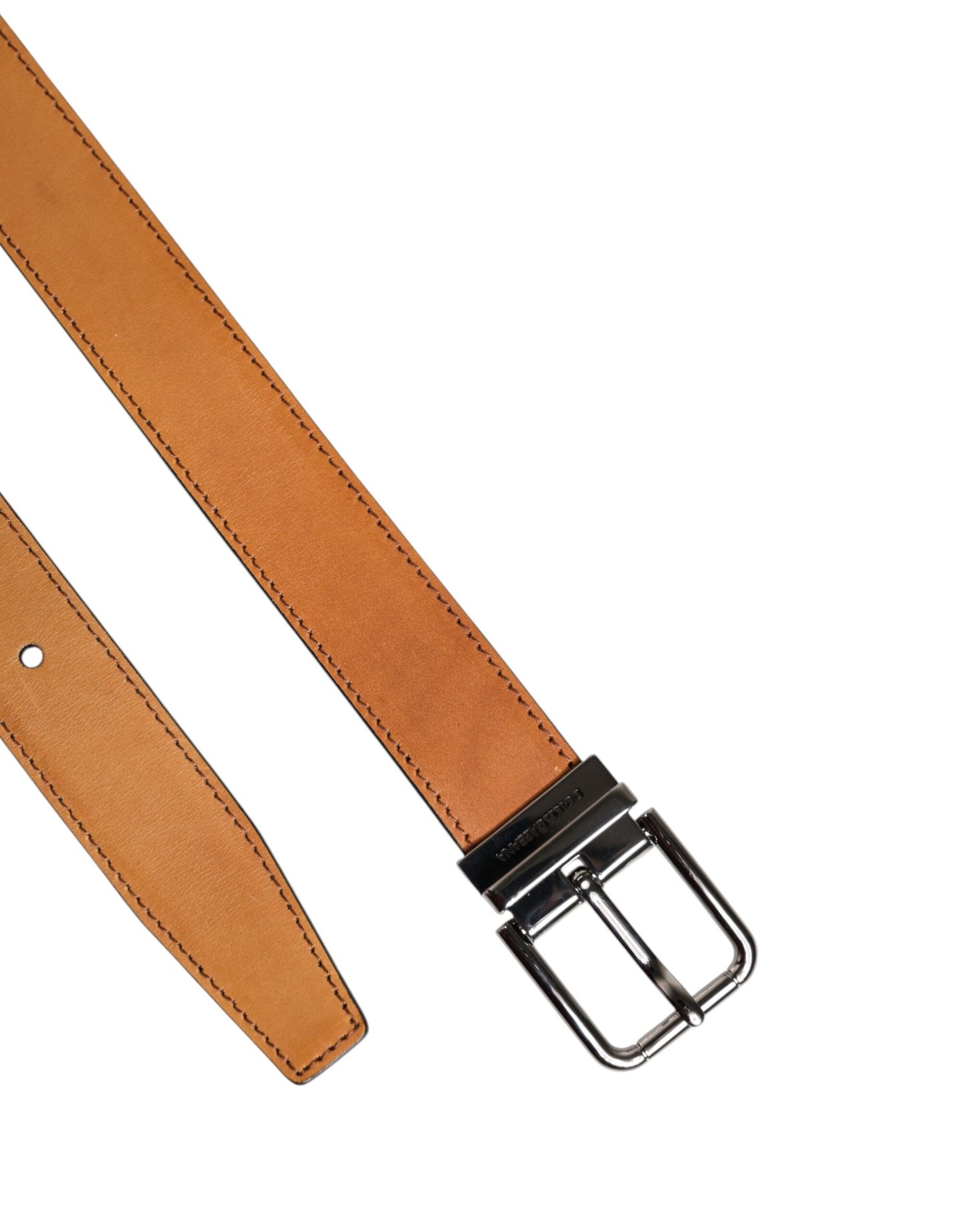 Dolce & Gabbana Brown Classic Calf Leather Silver Buckle Belt Curated Luxury Accessories by Orvyn