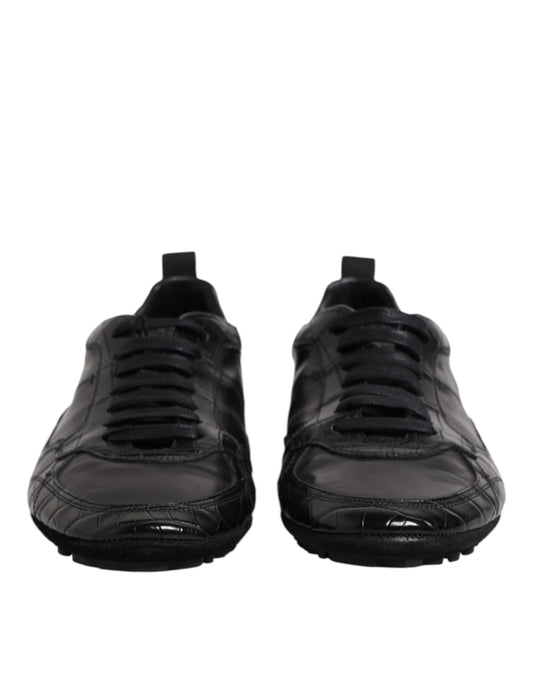 Dolce & Gabbana Black Exotic Leather Low Top Sneakers Shoes Curated Luxury Accessories by Orvyn