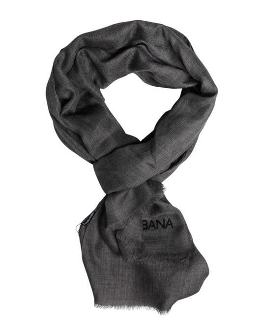Dolce & Gabbana Gray Logo Print Neck Warmer Wrap Shawl Scarf Curated Luxury Accessories by Orvyn