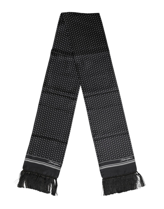 Dolce & Gabbana Black White Polka Dot Fringes Foulard Scarf Curated Luxury Accessories by Orvyn