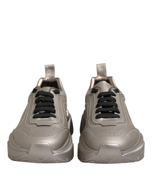 Dolce & Gabbana Silver DAYMASTER Leather Men Sneakers Shoes Curated Luxury Accessories by Orvyn