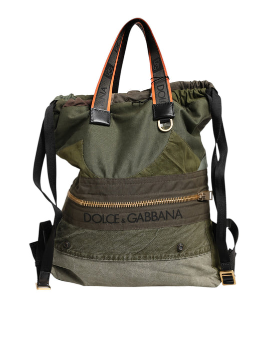 Dolce & Gabbana Military Green Patchwork Rucksack Backpack Bag Curated Luxury Accessories by Orvyn