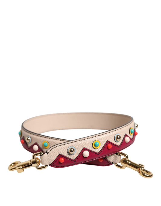 Dolce & Gabbana Beige Red Leather Handbag Accessory Shoulder Strap Curated Luxury Accessories by Orvyn
