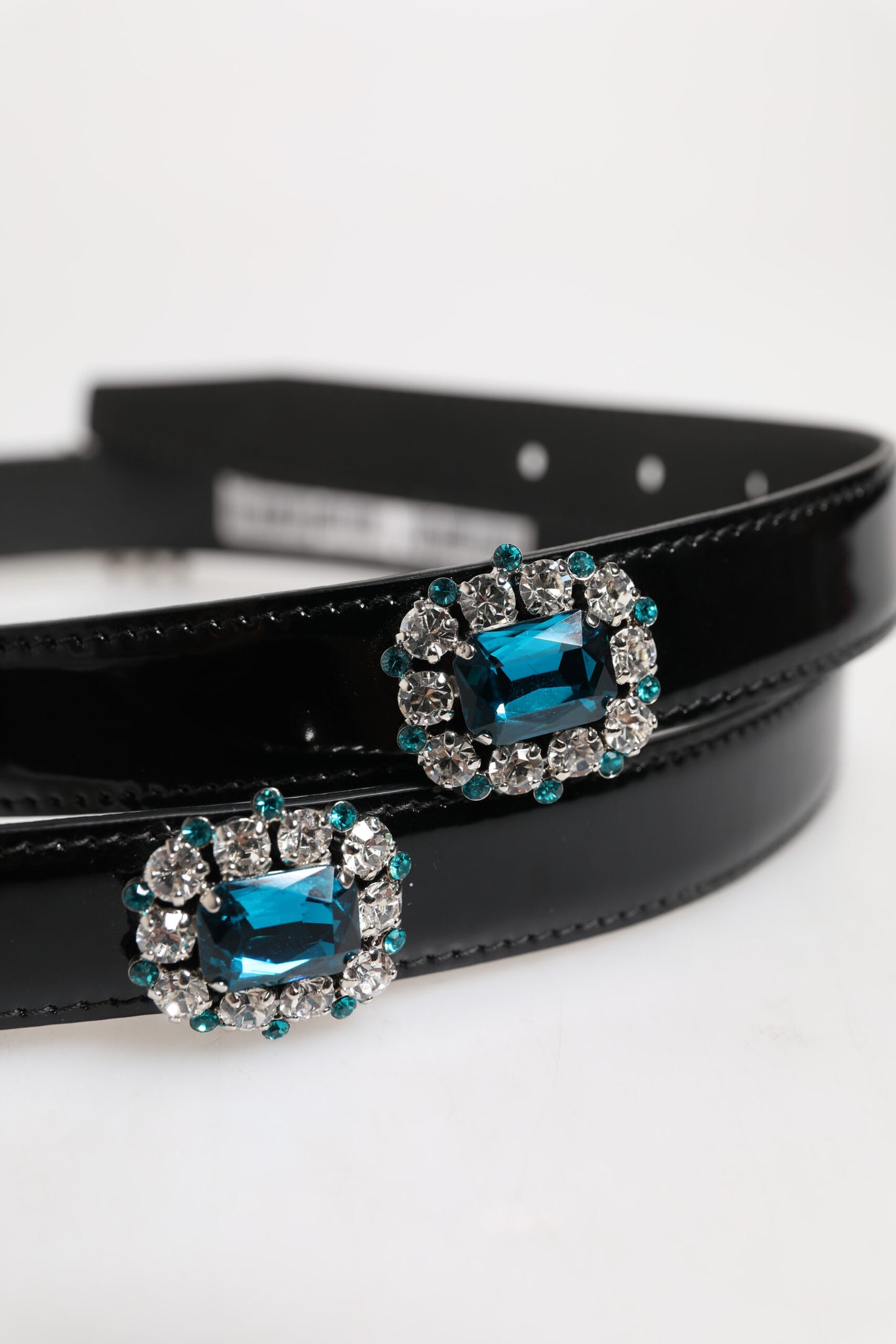 Dolce & Gabbana Black Embellished Metal Logo Buckle Belt Curated Luxury Accessories by Orvyn