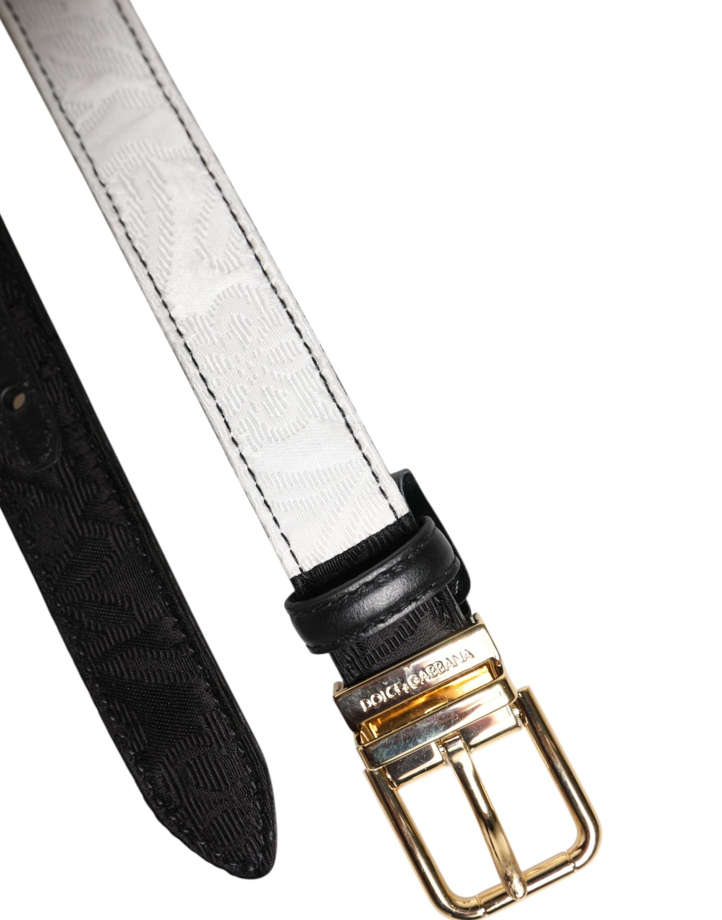 Dolce & Gabbana Black White Patchwork Gold Metal Buckle Belt Curated Luxury Accessories by Orvyn