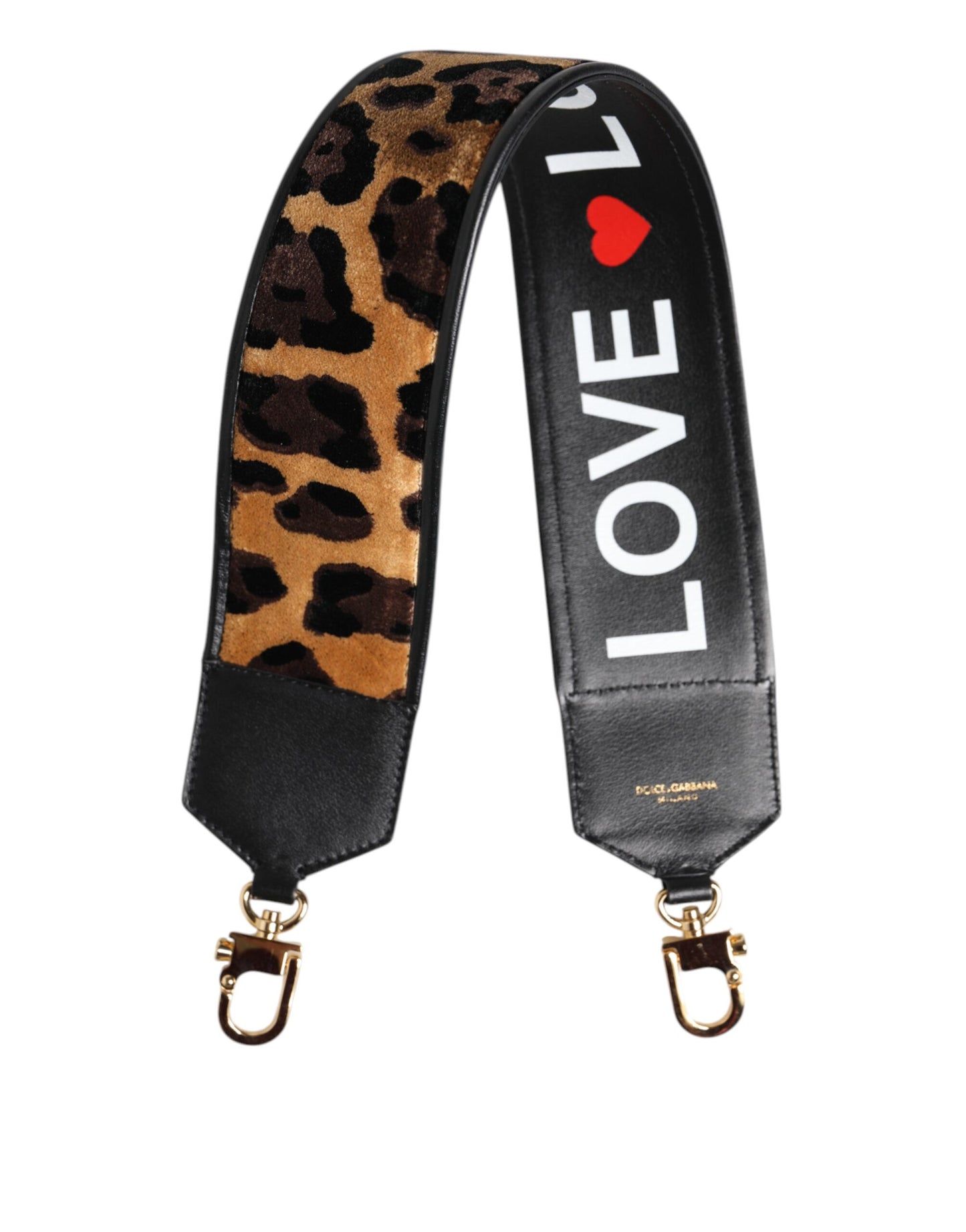Dolce & Gabbana Black Leopard Print Reversible Bag Shoulder Strap Curated Luxury Accessories by Orvyn