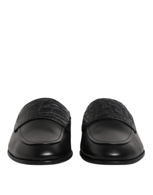 Dolce & Gabbana Black Calfskin Leather Slip On Loafers Shoes Curated Luxury Accessories by Orvyn