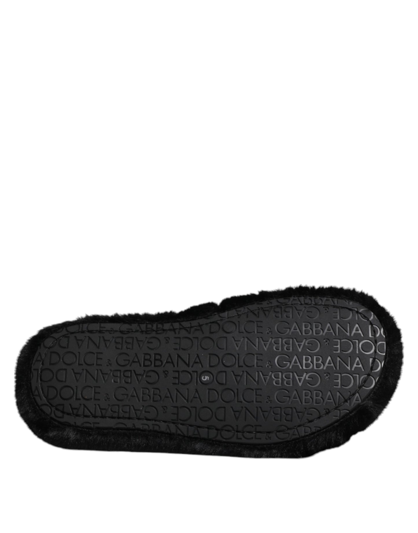 Dolce & Gabbana Black Polyester Velvet Slides Slipper Shoes Curated Luxury Accessories by Orvyn