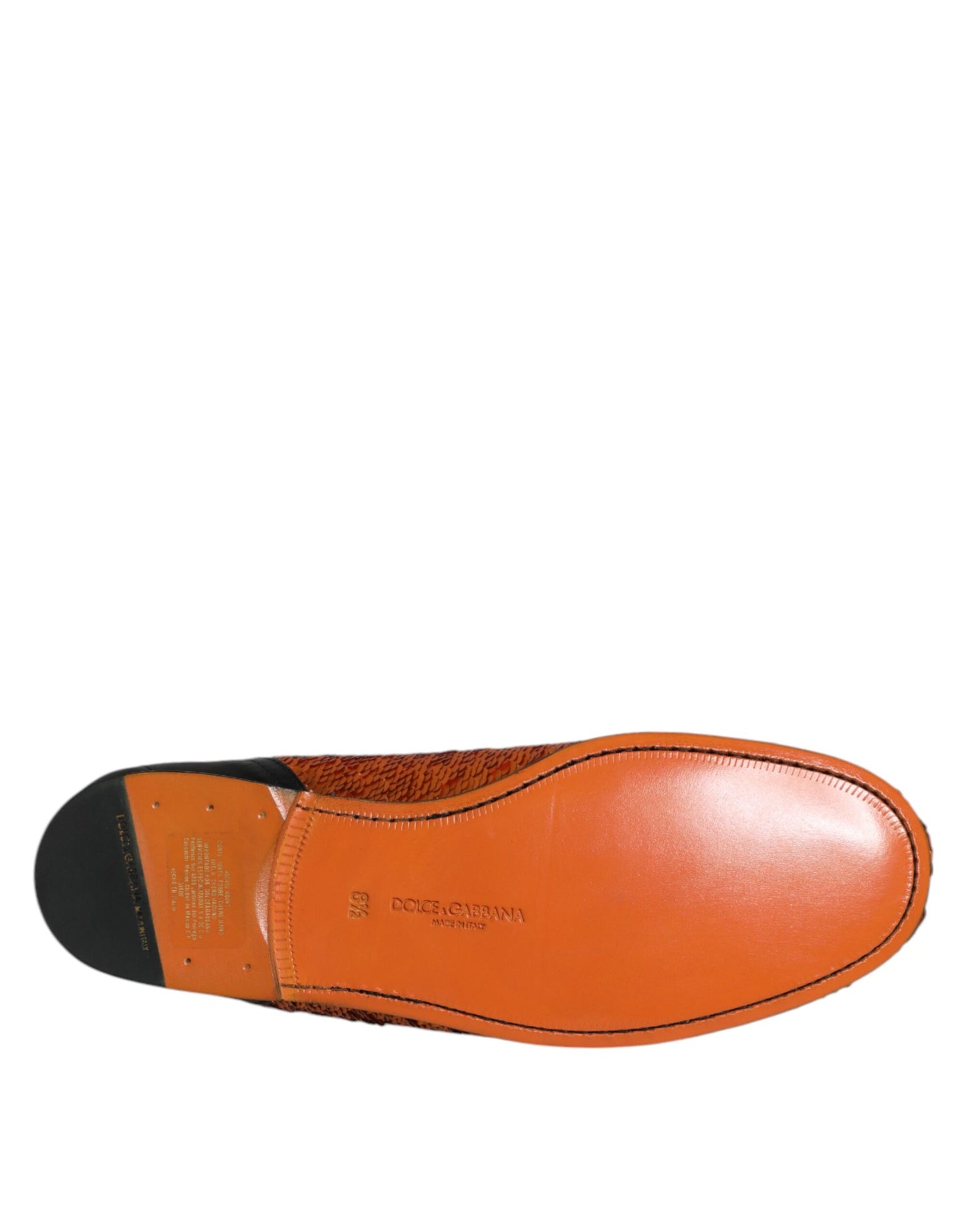 Dolce & Gabbana Orange Sequin Embellished Men Loafers Shoes Curated Luxury Accessories by Orvyn