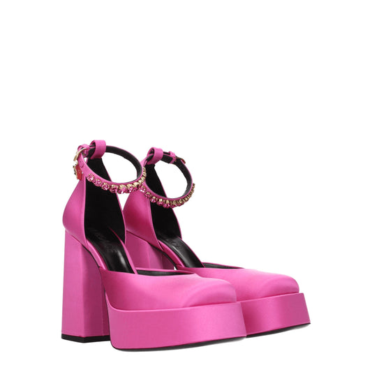 Versace Pink Satin Platform Pumps Curated Luxury Accessories by Orvyn