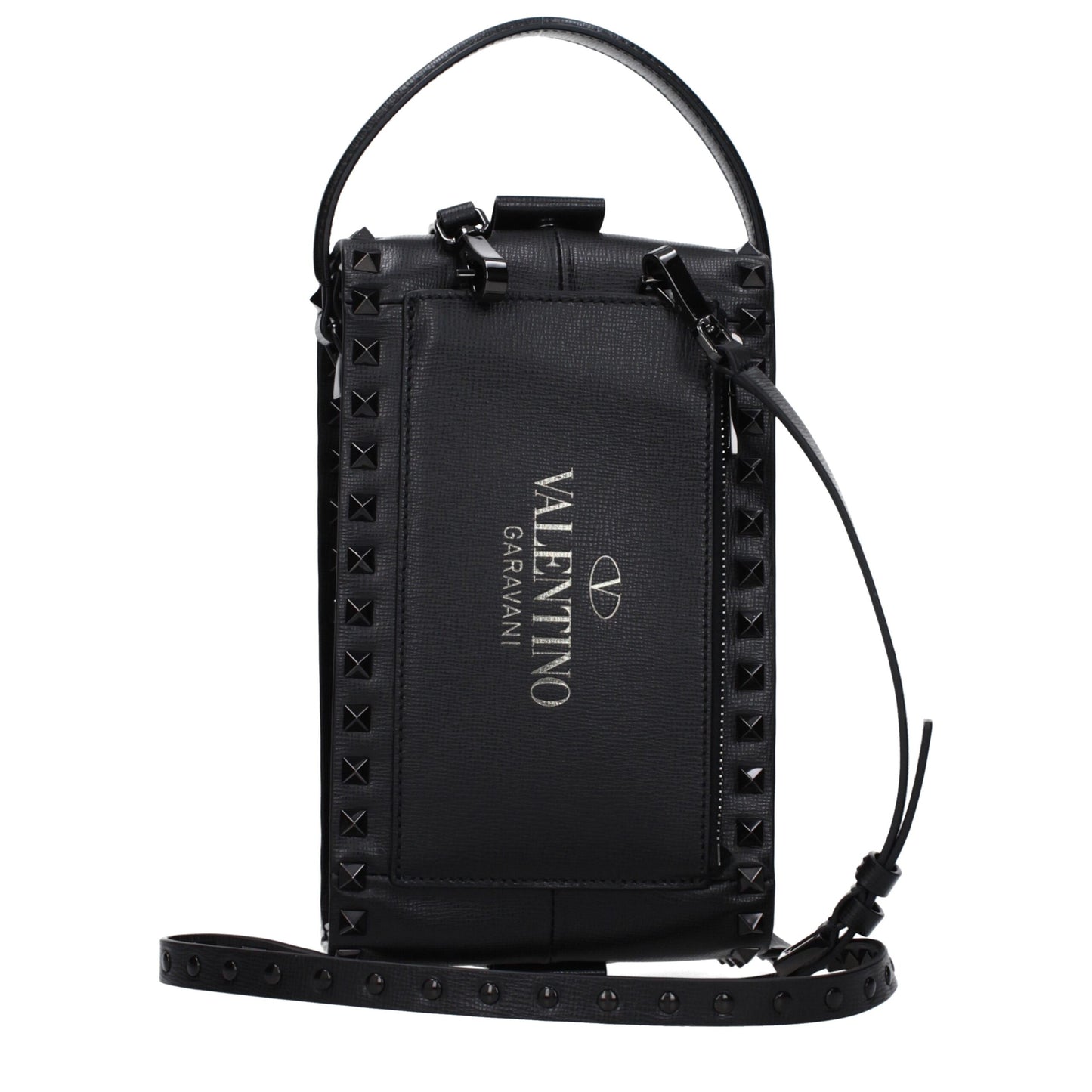 Valentino Garavani Rockstud Black Leather Clutch Bag curated by orvyn luxury accessories