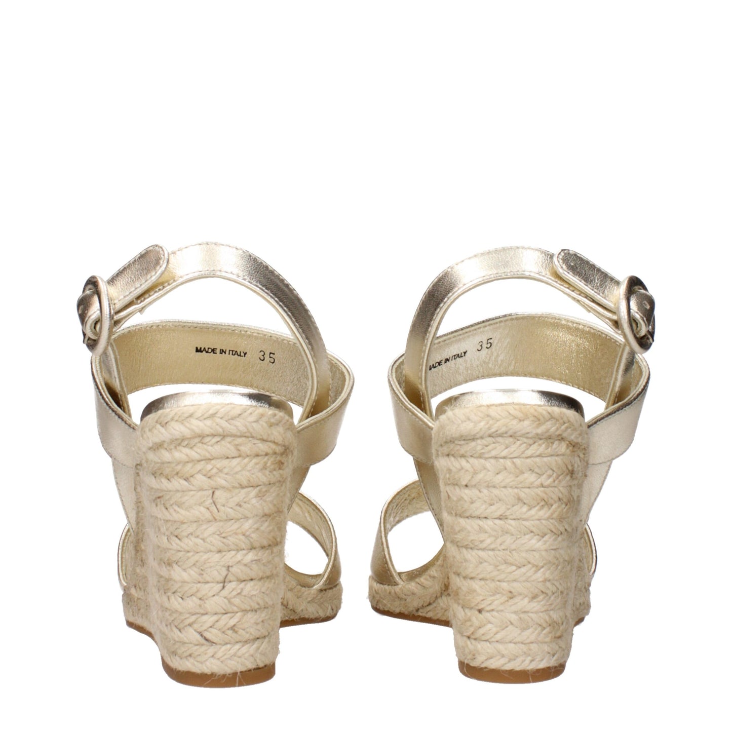 Prada Gold Leather Wedge Sandals Curated Luxury Accessories by Orvyn