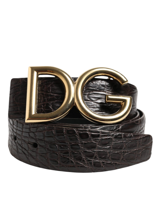 Dolce & Gabbana Black Exotic Leather DG Logo Buckle Belt Curated Luxury Accessories by Orvyn
