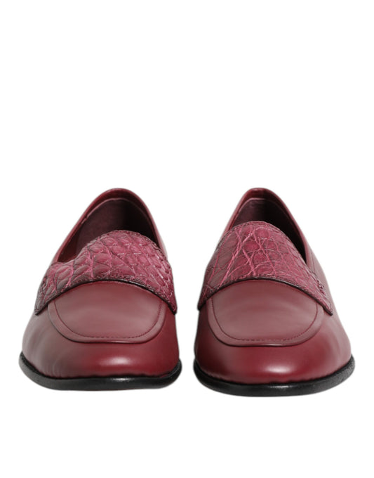 Dolce & Gabbana Burgundy Leather Formal Slip On Shoes Curated Luxury Accessories by Orvyn