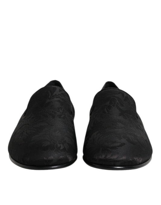 Dolce & Gabbana Black Floral Brocade Loafers Men Dress Shoes Curated Luxury Accessories by Orvyn