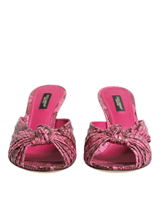 Dolce & Gabbana Pink Leather Heels Slides Sandals Shoes Curated Luxury Accessories by Orvyn
