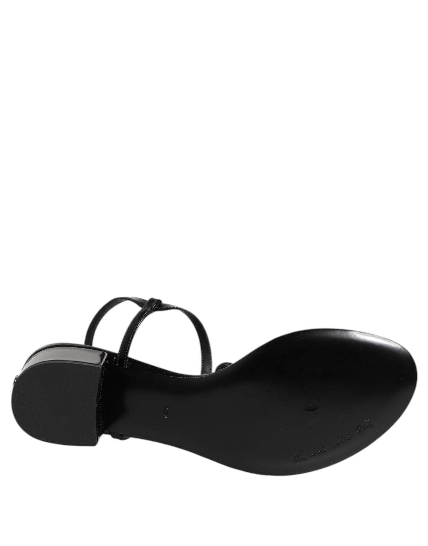 Dolce & Gabbana Black Leather Crystal Ankle Strap Sandals Shoes Curated Luxury Accessories by Orvyn