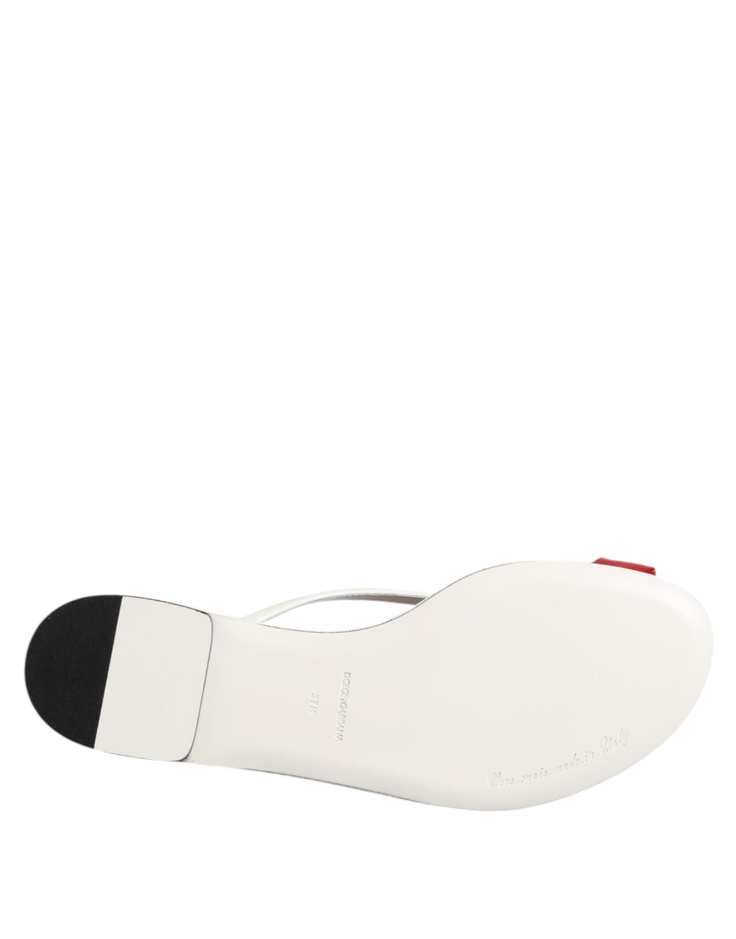 Dolce & Gabbana Red White KEIRA Flower Leather Sandals Shoes Curated Luxury Accessories by Orvyn