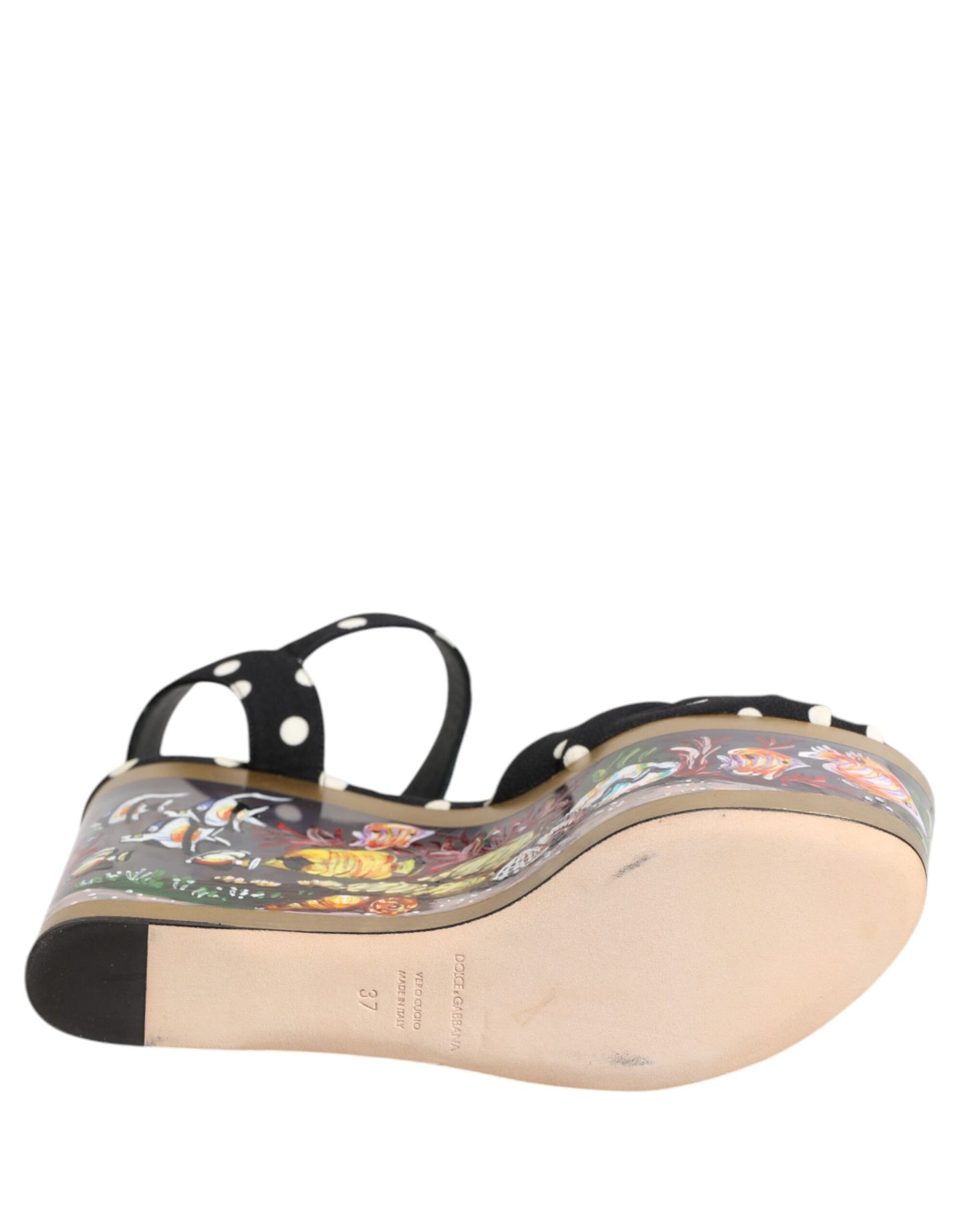Dolce & Gabbana Multicolor Fish Polka Dot Wedge Sandals Shoes Curated Luxury Accessories by Orvyn