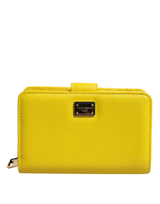 Dolce & Gabbana Yellow Leather Bifold Continental Clutch Wallet Curated Luxury Accessories by Orvyn