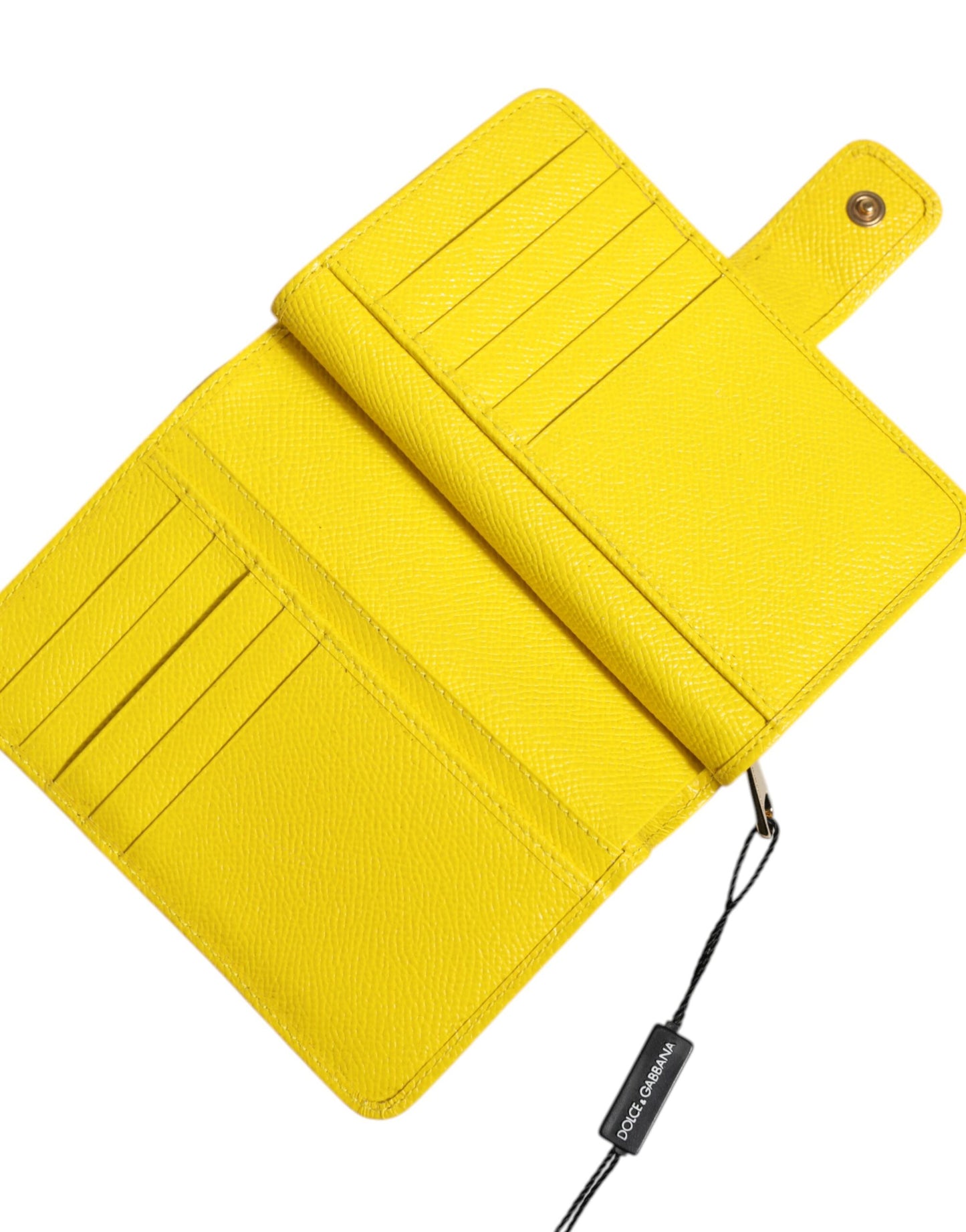 Dolce & Gabbana Yellow Leather Bifold Continental Clutch Wallet Curated Luxury Accessories by Orvyn