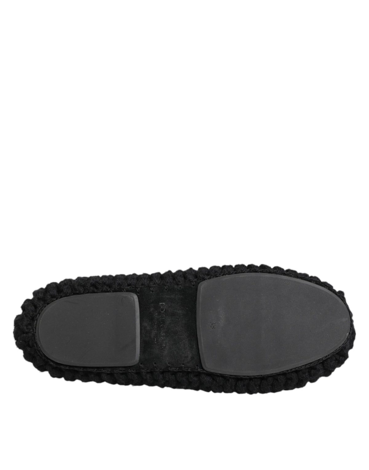 Dolce & Gabbana Black Wool Knit Slip On Ballerina Flats Shoes schwarz