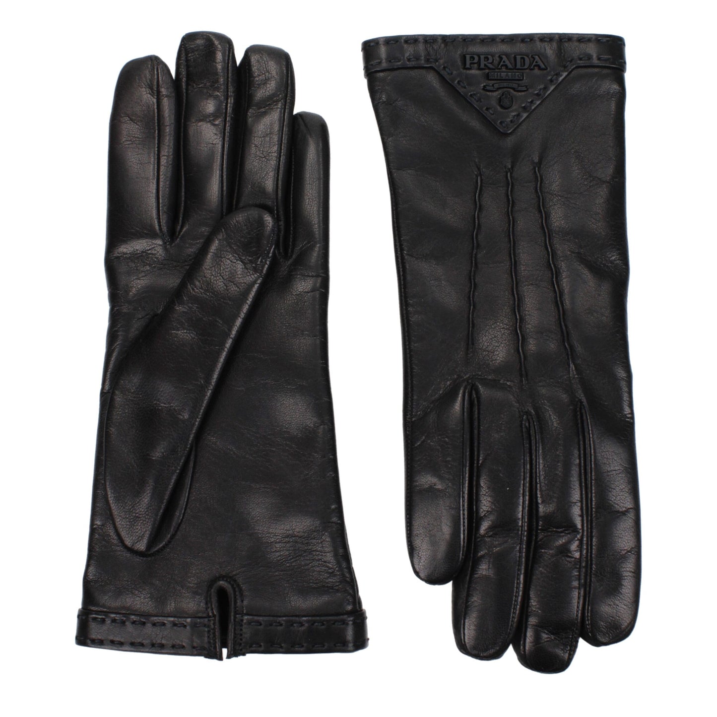 Prada Black Leather Gloves Curated Luxury Accessories by Orvyn