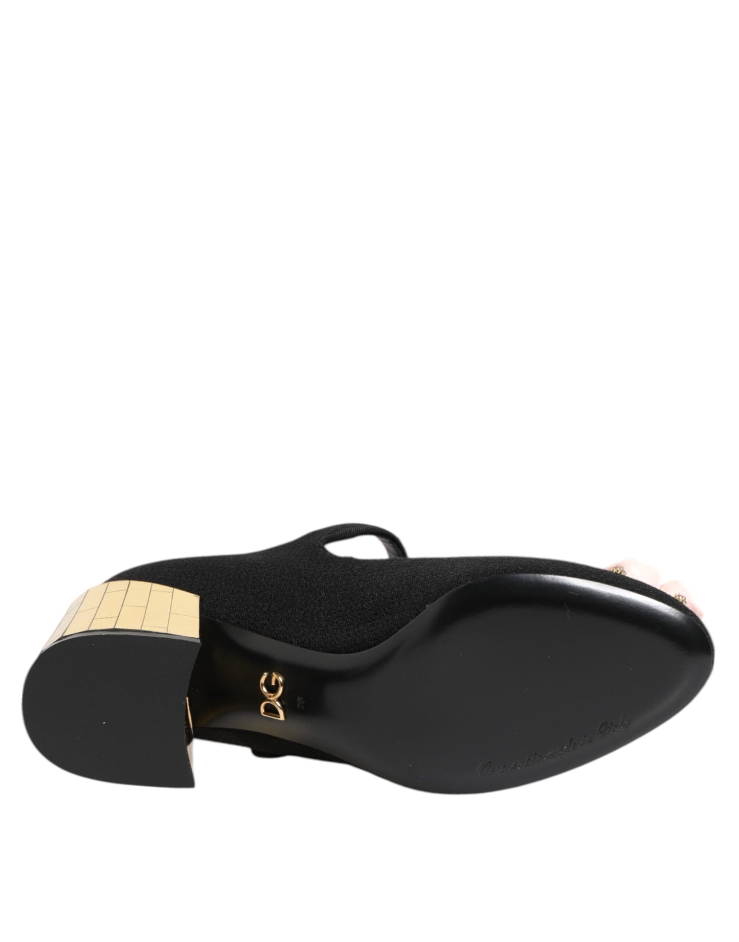 Dolce & Gabbana Black Flower Crystal Embellished Mary Jane Shoes Curated Luxury Accessories by Orvyn