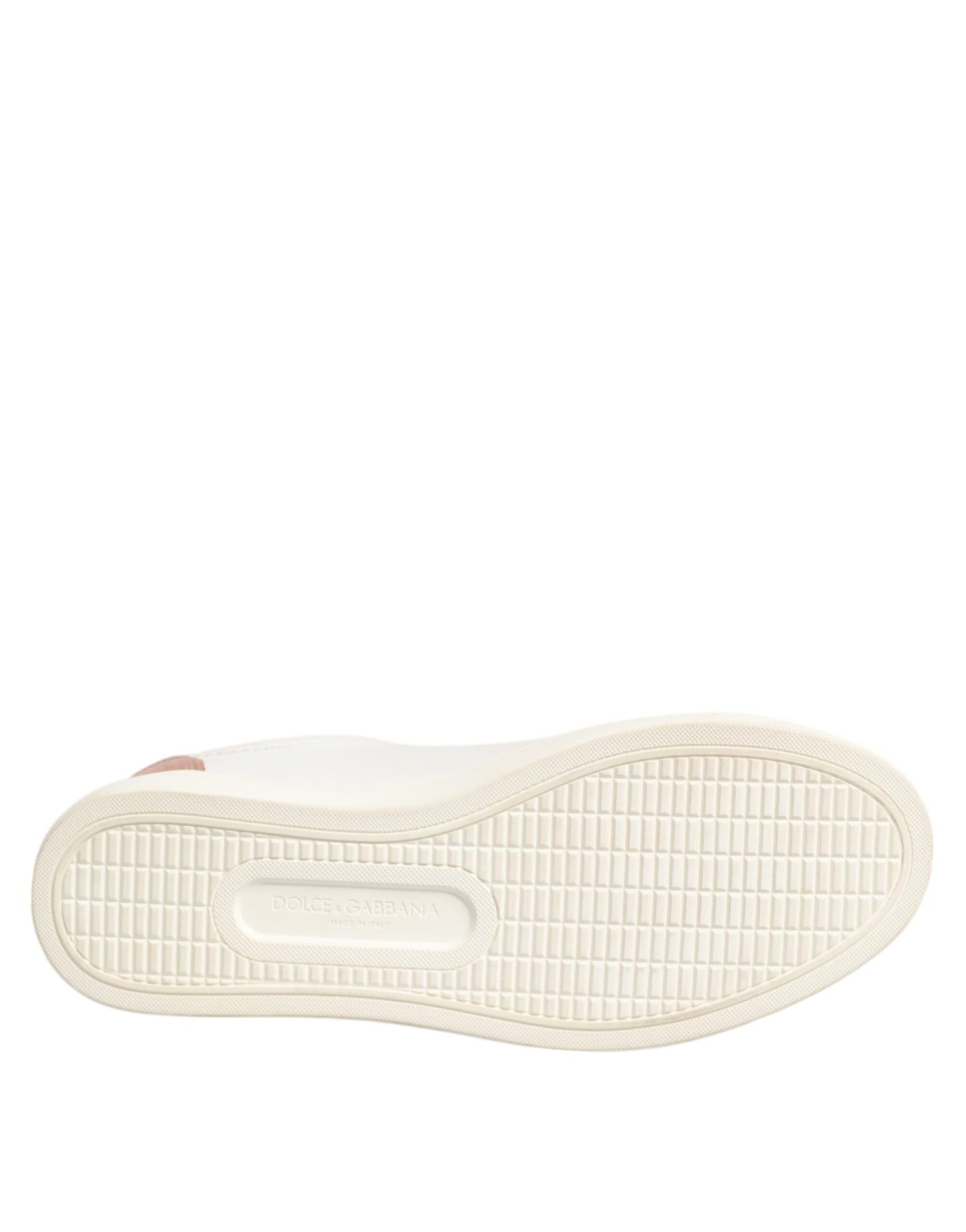 Dolce & Gabbana White Pink Leather Low Top Sneakers Shoes Curated Luxury Accessories by Orvyn