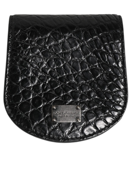 Dolce & Gabbana Black Exotic Skin Coin Condom Case Holder Pocket Wallet Curated Luxury Accessories by Orvyn