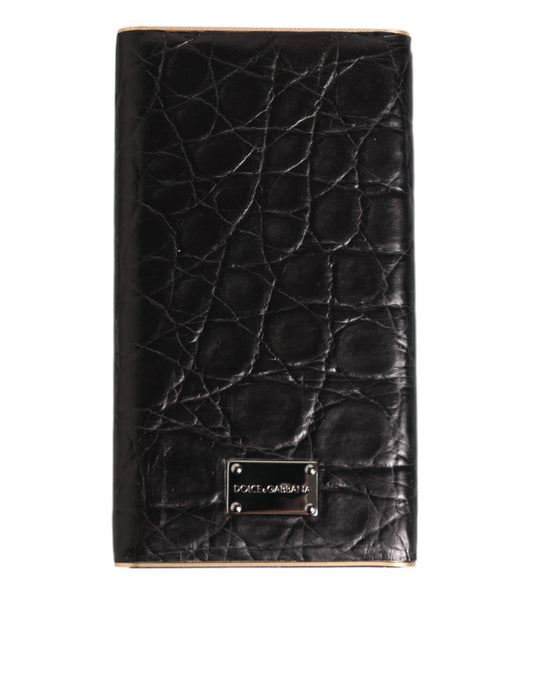 Dolce & Gabbana Black Leather Exotic Skin 3000mAh Power Bank Charger USB schwarz